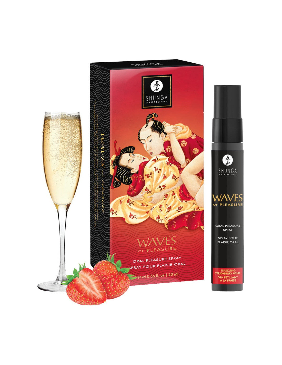 Spray pour plaisir oral vin pétillant fraise Waves of Pleasure Shunga