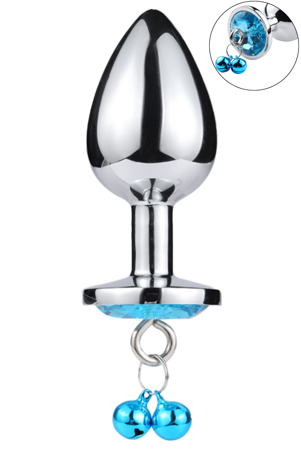 Plug anal bijou aluminium à clochettes Jingle bleu Cœur Ardent