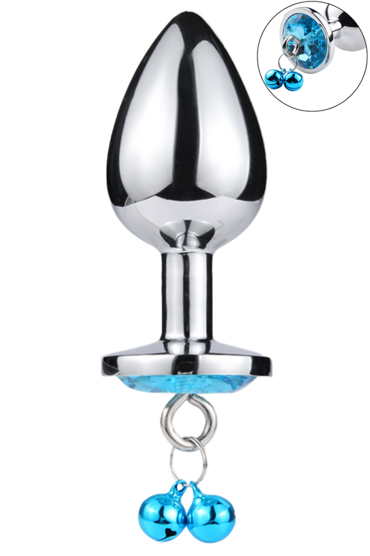 Plug anal bijou aluminium à clochettes Jingle bleu Cœur Ardent
