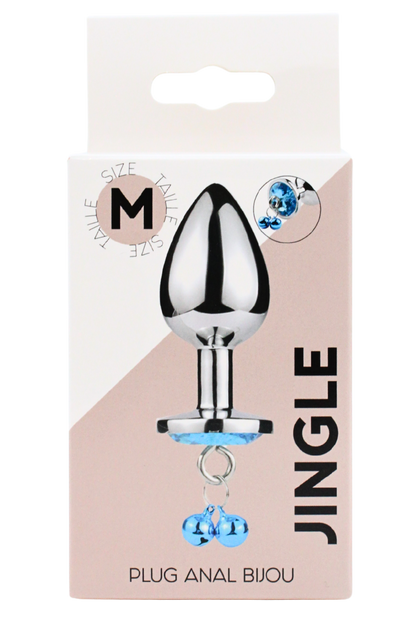 Plug anal bijou aluminium à clochettes Jingle bleu Cœur Ardent