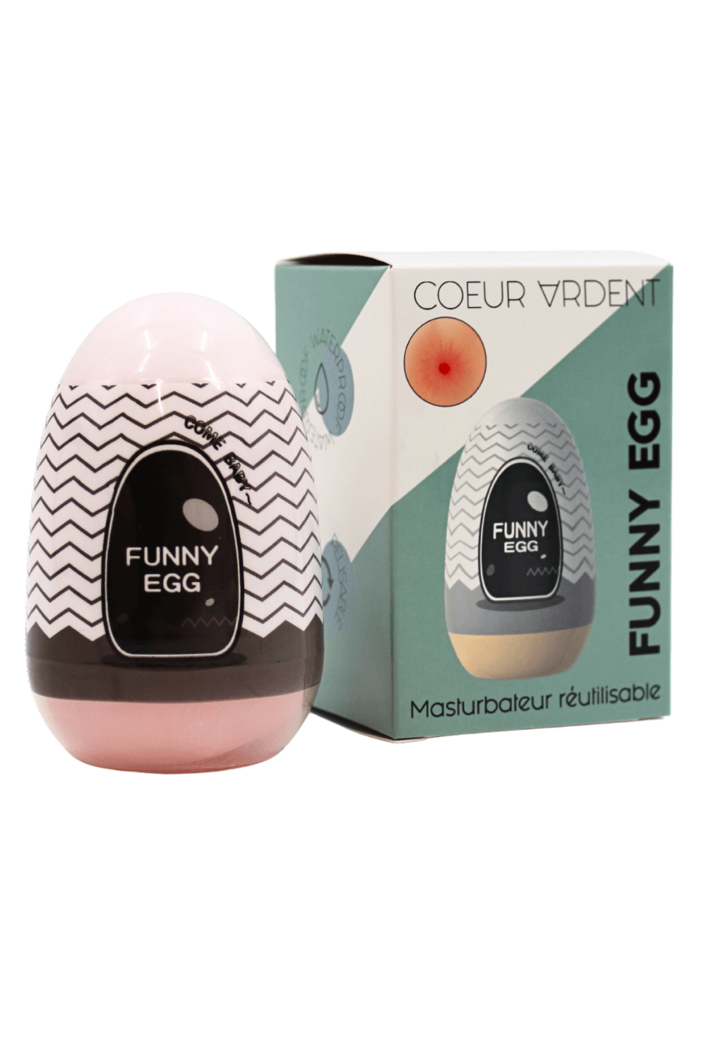 Gaine Masturbatrice Réutilisable FUNNY EGG Design Réaliste Anus · Coeur Ardent · vue 2