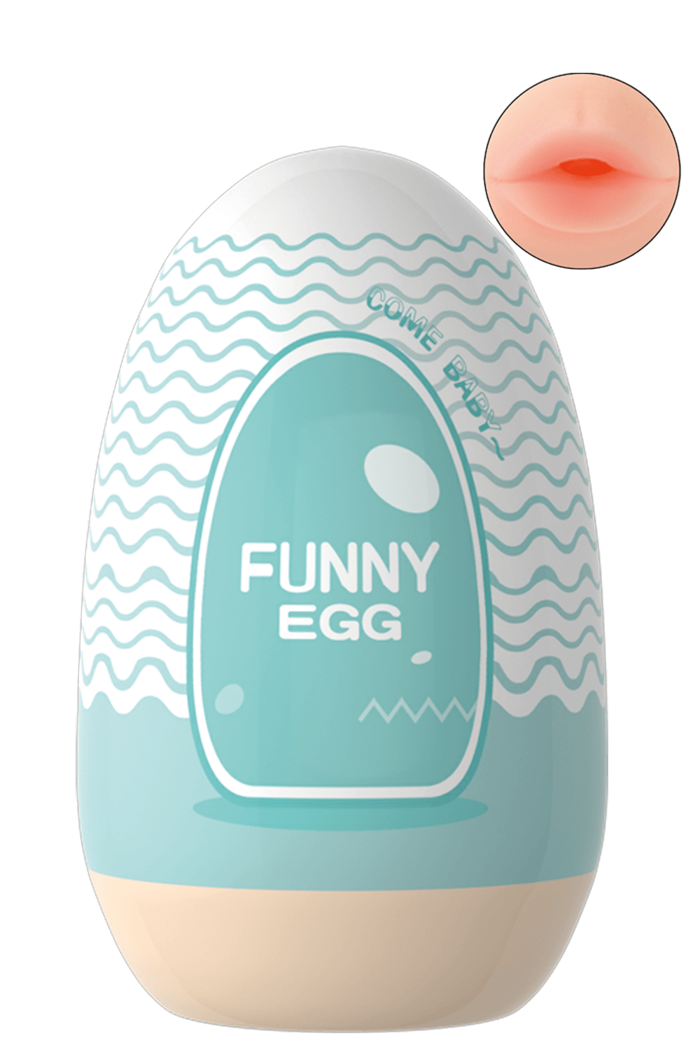 Gaine Masturbatrice Réutilisable FUNNY EGG Design Réaliste Bouche · Coeur Ardent