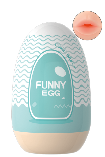 Gaine Masturbatrice Réutilisable FUNNY EGG Design Réaliste Bouche · Coeur Ardent