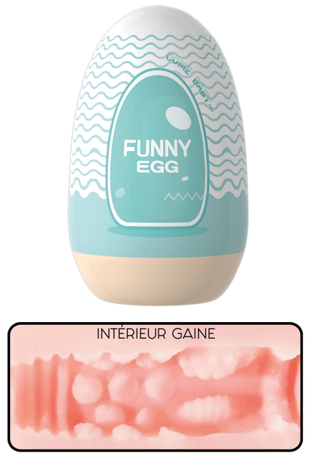 Gaine Masturbatrice Réutilisable FUNNY EGG Design Réaliste Bouche · Coeur Ardent · vue 3