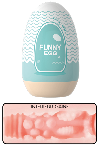 Gaine Masturbatrice Réutilisable FUNNY EGG Design Réaliste Bouche · Coeur Ardent · vue 3