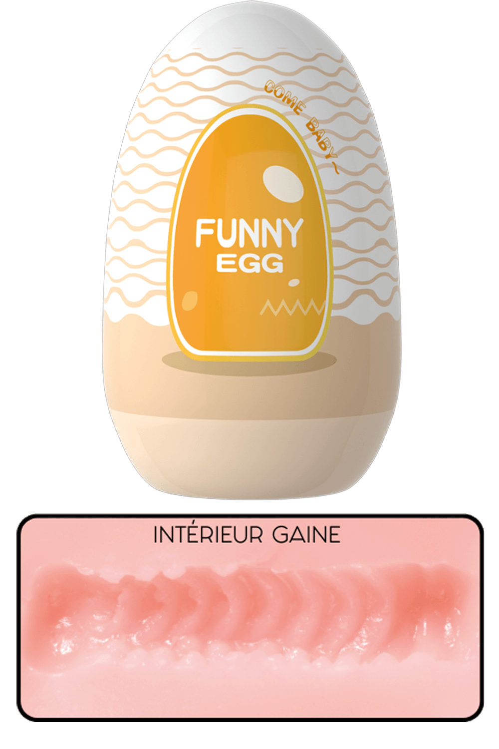 Gaine Masturbatrice Réutilisable FUNNY EGG Design Réaliste Vagin lèvres moyennes · Coeur Ardent · vue 3