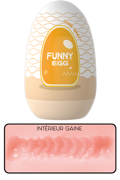 Gaine Masturbatrice Réutilisable FUNNY EGG Design Réaliste Vagin lèvres moyennes · Coeur Ardent · vue 3