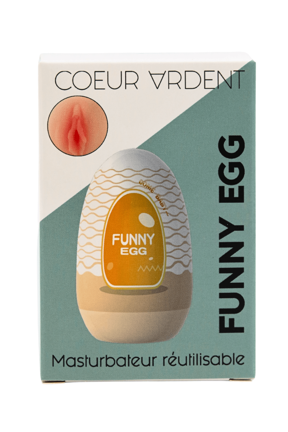 Gaine Masturbatrice Réutilisable FUNNY EGG Design Réaliste Vagin lèvres moyennes · Coeur Ardent · vue 5
