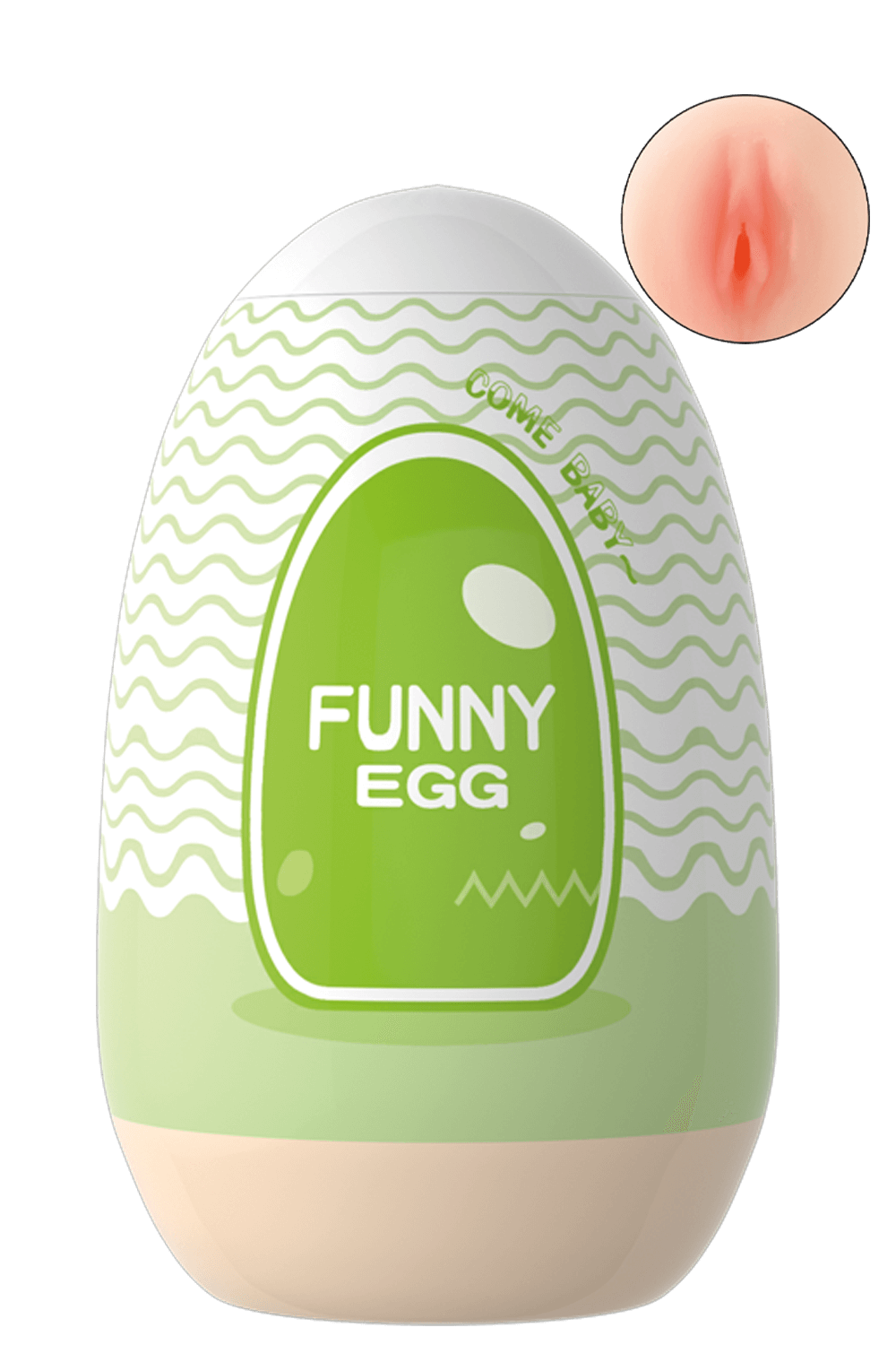 Gaine Masturbatrice Réutilisable FUNNY EGG Design Réaliste Vagin lèvres fines · Coeur Ardent