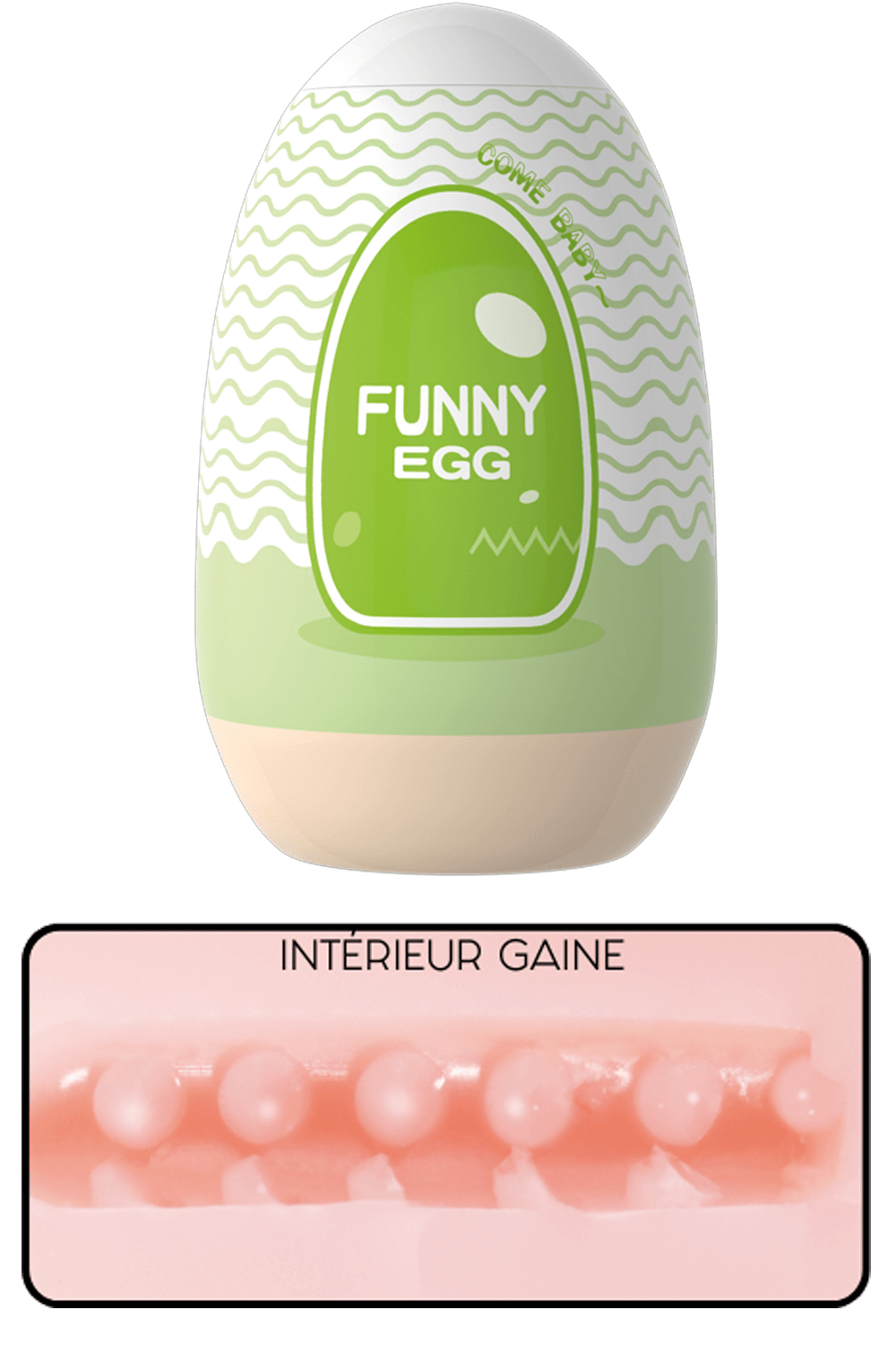 Gaine Masturbatrice Réutilisable FUNNY EGG Design Réaliste Vagin lèvres fines · Coeur Ardent · vue 3