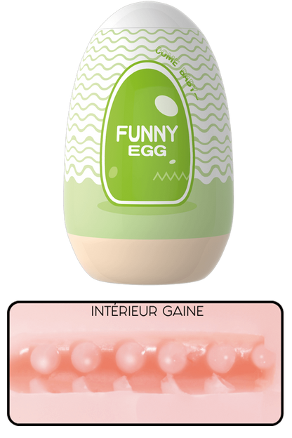 Gaine Masturbatrice Réutilisable FUNNY EGG Design Réaliste Vagin lèvres fines · Coeur Ardent · vue 3
