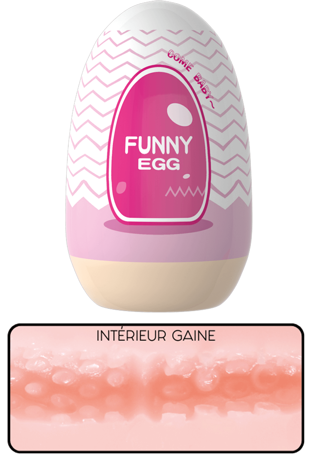 Gaine Masturbatrice Réutilisable FUNNY EGG Design Réaliste Vagin lèvres épaisses · Coeur Ardent · vue 3