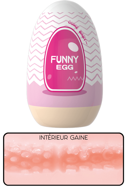 Gaine Masturbatrice Réutilisable FUNNY EGG Design Réaliste Vagin lèvres épaisses · Coeur Ardent · vue 3