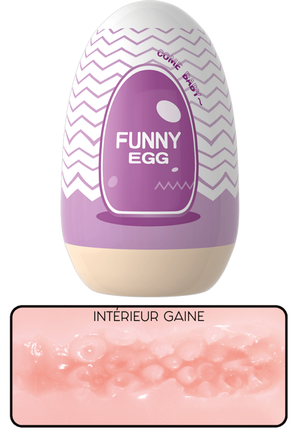 Gaine Masturbatrice Réutilisable FUNNY EGG Design Réaliste Vagin lèvres charnus · Coeur Ardent · vue 3