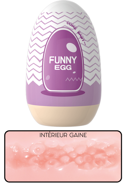 Gaine Masturbatrice Réutilisable FUNNY EGG Design Réaliste Vagin lèvres charnus · Coeur Ardent · vue 3