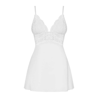 nuisette blanche dentelle sexy avec bande transparente sous poitrine
