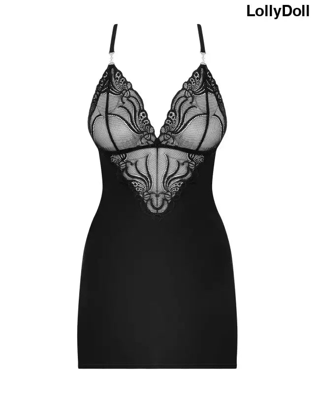 Essayez la séduction avec la nuisette et le string noir de chez LollyDoll. Élégant et sensuel, cet ensemble est idéal pour des soirées sexy et raffinée 