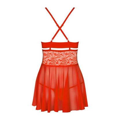 Nuisette babydoll rouge dentelle — vue dos bretelles croisées réglables