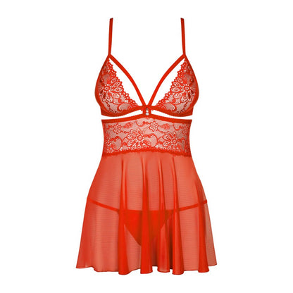 Nuisette babydoll rouge dentelle Obsessive 838 — lanières structurantes 