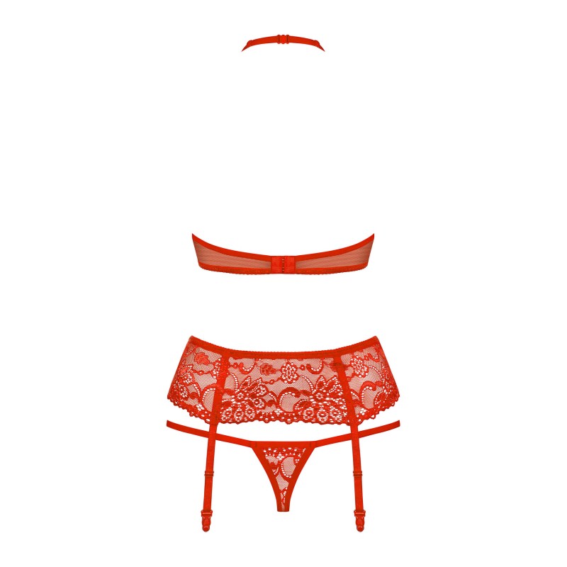 ensemble lingerie rouge 3 pièces vue dos