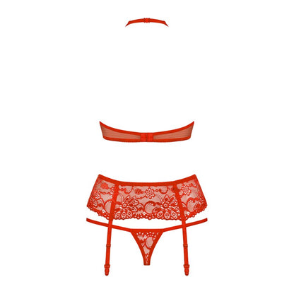 ensemble lingerie rouge 3 pièces vue dos
