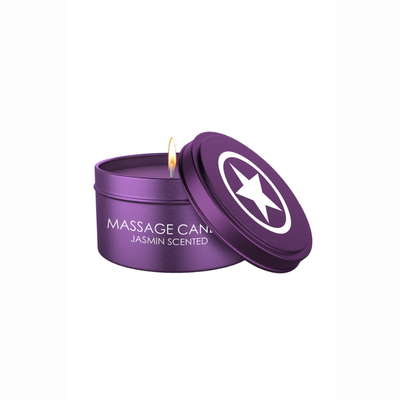 Bougie de massage jasmin boîte métal violette et blanche Ouch LollyDoll