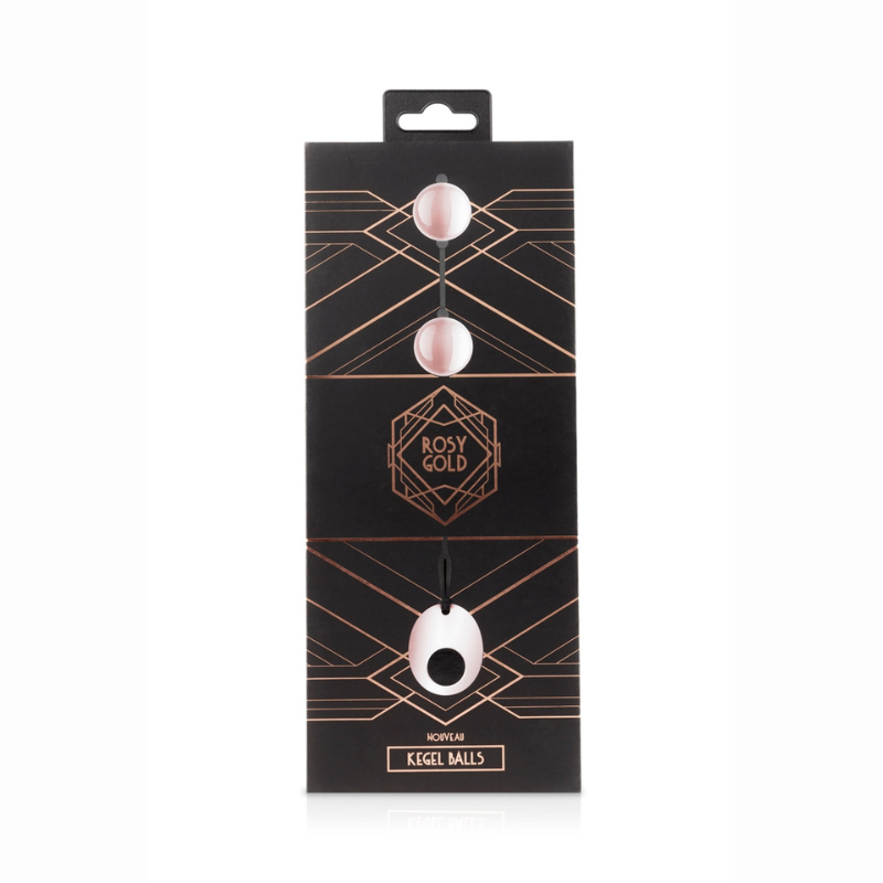 Boules de geisha métal rose gold Rosy Gold hypoallergénique poli miroir dans leur emballage