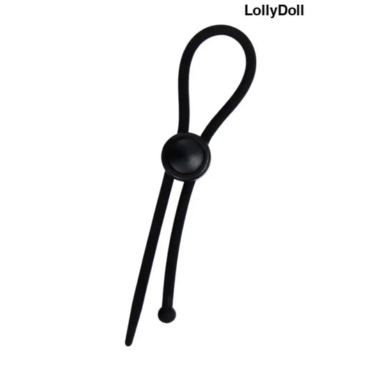 Cockring réglable LollyDoll en noir, design élégant et ajustable pour un confort optimal.