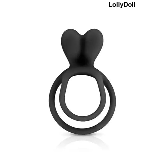 Double cockring noir en silicone de la marque Glamy, un accessoire innovant pour des sensations décuplées.