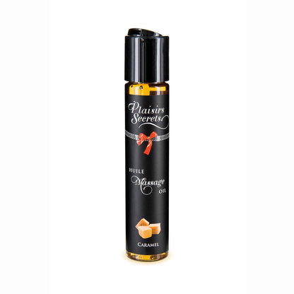Huile massage gourmande Plaisirs Secrets caramel 59ml comestible flacon LollyDoll