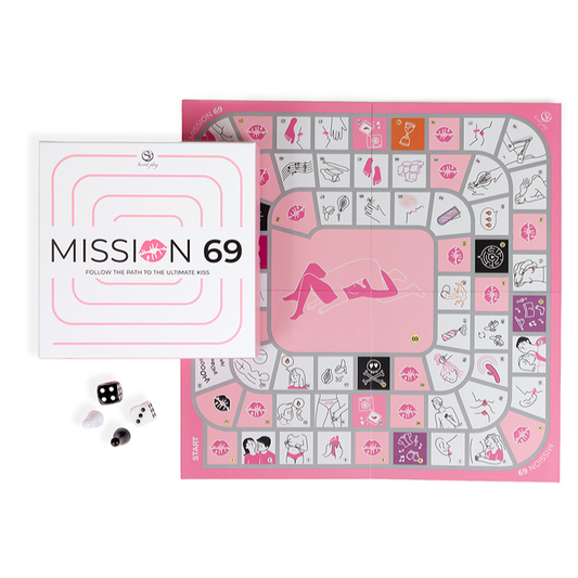 Jeu de société érotique couple Mission 69 Secret Play — vue d'ensemble boîte et contenu complet
