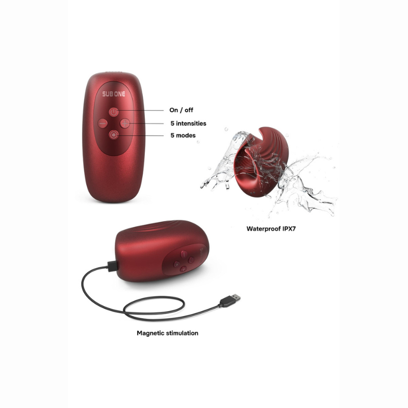 Masturbateur vibrant Sub One Velvet Red 5 modes 5 intensités IPX7