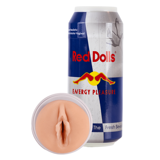 Masturbateur vaginal Red Dolls Energy Pleasure Alive en forme de canette – sextoy masculin discret avec texture ultra réaliste