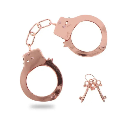 Menottes métal rose gold TOYJOY accompagnées de clés, accessoires séduisants pour jeux de rôles.