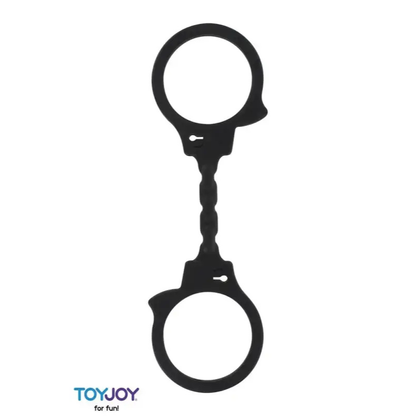 Menottes silicone noires en silicone très confortables pour des jeux coquins agréables