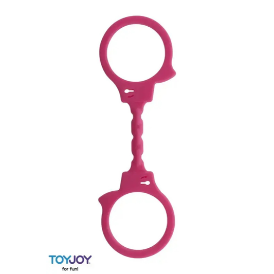 Menottes silicone rose Toy Joy pour BDSM soft, idéales pour jeux de rôles et sensations intenses.
