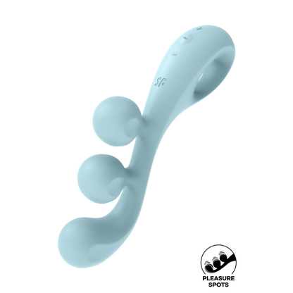 Multi-vibromasseur Satisfyer Tri Ball 2 bleu en silicone bio-compatible pour un plaisir triplé chez LollyDoll