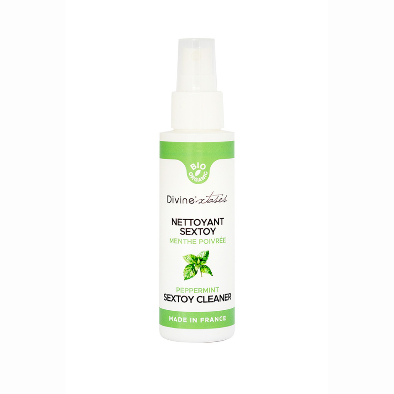 Nettoyant sextoys bio Divinextases menthe poivrée 100ml flacon spray LollyDoll