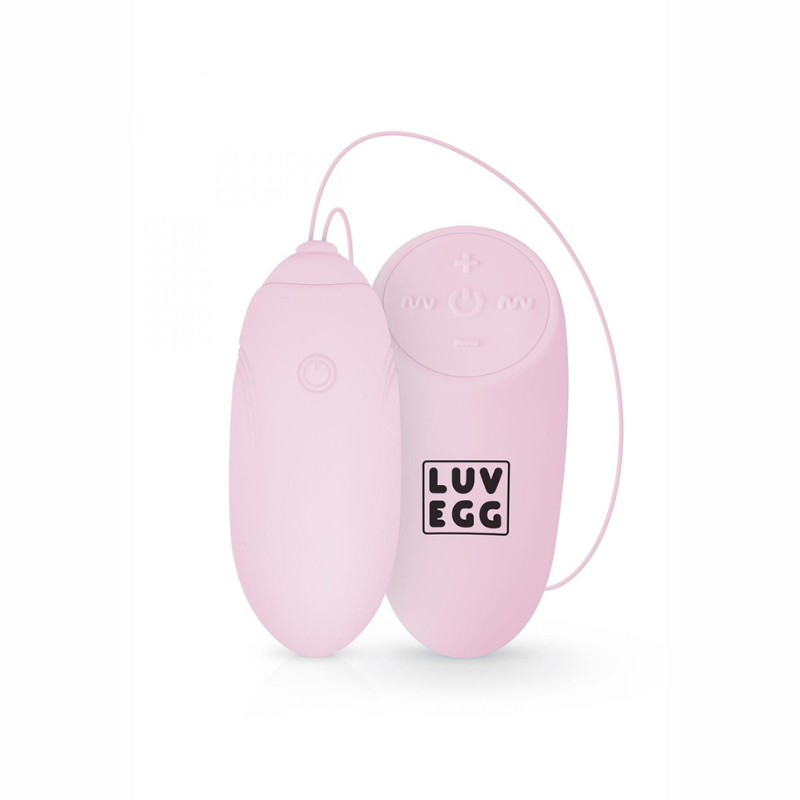 Oeuf vibrant télécommandé débutante rose LUV EGG – vue ensemble oeuf silicone médical et télécommande sans fil