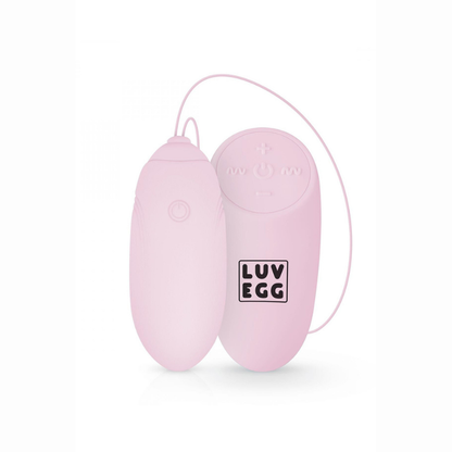 Oeuf vibrant télécommandé débutante rose LUV EGG – vue ensemble oeuf silicone médical et télécommande sans fil