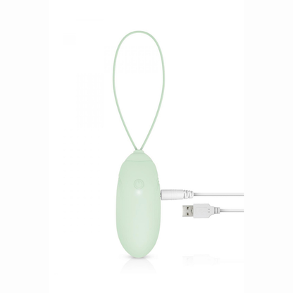 Oeuf vibrant télécommandé couple discret waterproof LUV EGG vert – vue profil dimensions Ø 3,5 cm silicone médical