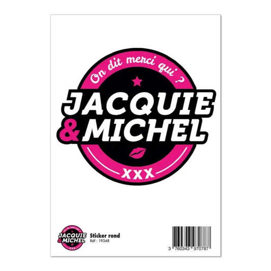Grand autocollant Jacquie et Michel, l’accessoire idéal pour se démarquer et afficher votre esprit décalé. Sticker Jacquie et Michel