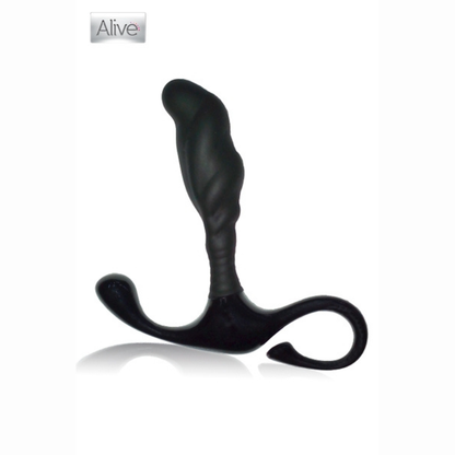 Stimulateur prostatique silicone débutant Alive Nero – détail courbe anatomique prostate 7 cm Ø 2,2 cm