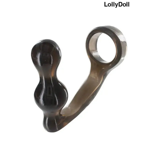 Stimulateur de prostate et cockring en TPE gris sur LollyDoll