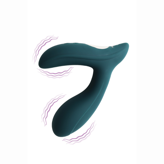 Stimulateur prostatique connecté application Pulsation Adrien Lastic – vue d'ensemble design ergonomique silicone teal