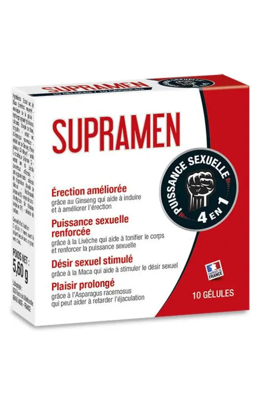 Gélules Supramen Homme, fabriqué en France, est spécialement conçu pour renforcer l’érection, prolonger le plaisir et stimuler le désir sexuel. Disponible chez LollyDoll