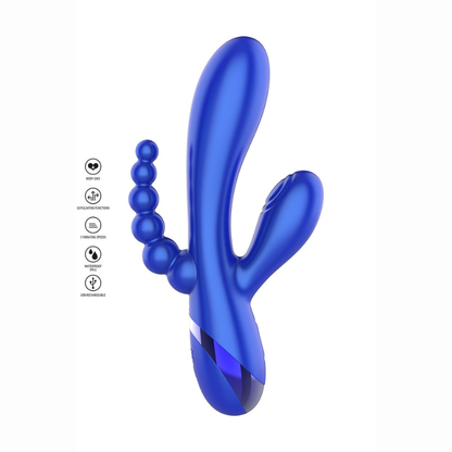Vibro multi-plaisirs Triple Love Xocoon perles anales silicone bleu