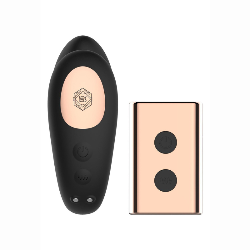 Vibro couple double stimulation C-Shape étui recharge miroir Rosy Gold