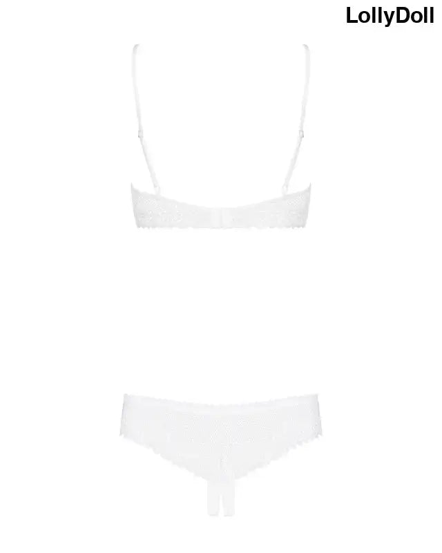 LollyDoll: Ensemble de lingerie 2 pièces ouvert blanc Alabastra, vu de dos