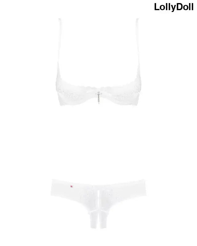 L'Ensemble de lingerie 2 pièces string ouvert blanc Alabastra et soutien gorge demi , un set irrésistible pour séduire.